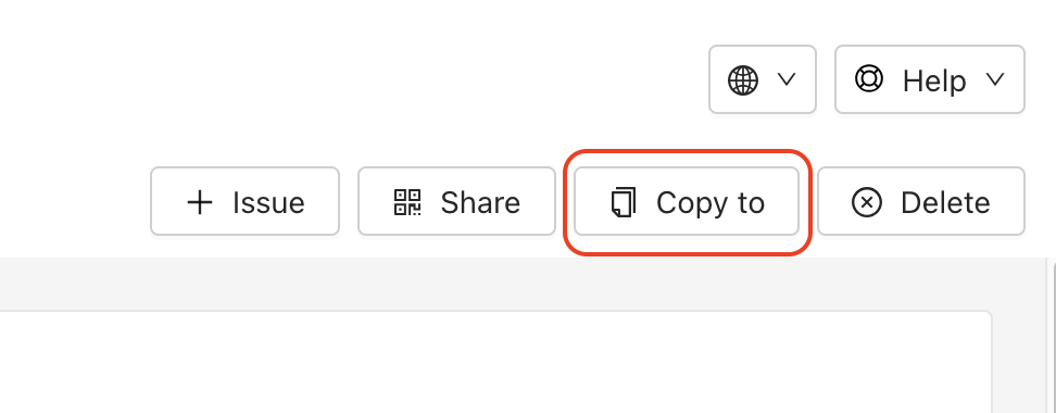 Copy to button in the top-right menu